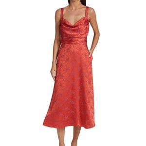 THEIA Clementine Cowl Neck Midi Dress